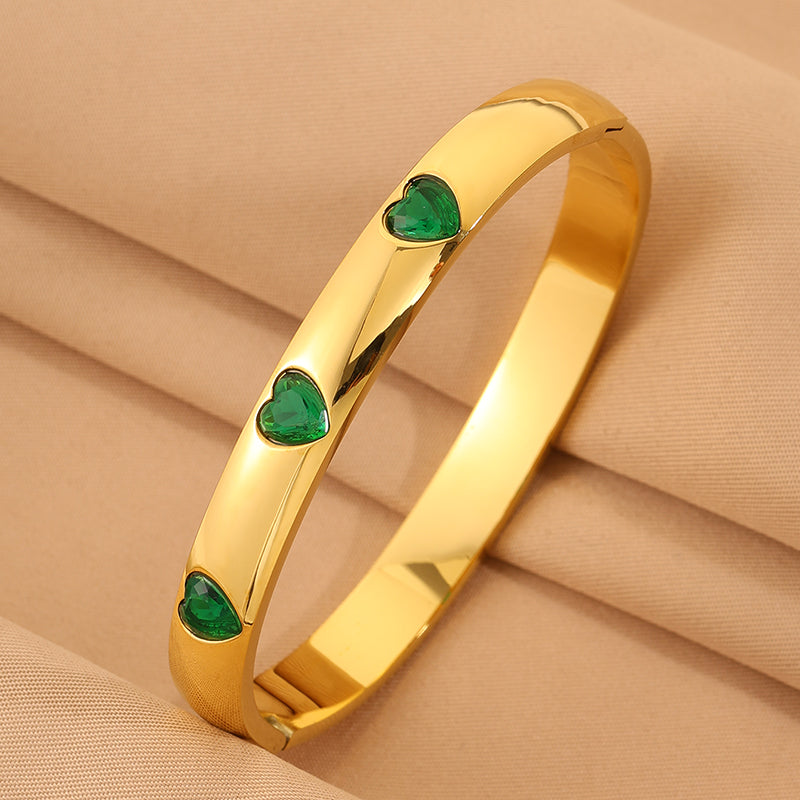 Solid Color Unisex Bangle For Super Bowl Featuring 304 Stainless Steel With 18K Real Gold Plated And Rhinestones