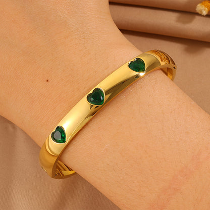 Solid Color Unisex Bangle For Super Bowl Featuring 304 Stainless Steel With 18K Real Gold Plated And Rhinestones