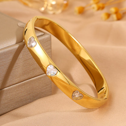 Solid Color Unisex Bangle For Super Bowl Featuring 304 Stainless Steel With 18K Real Gold Plated And Rhinestones