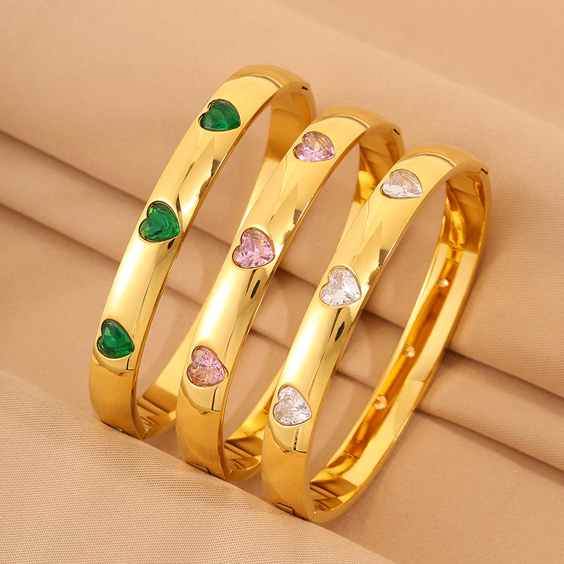 Solid Color Unisex Bangle For Super Bowl Featuring 304 Stainless Steel With 18K Real Gold Plated And Rhinestones