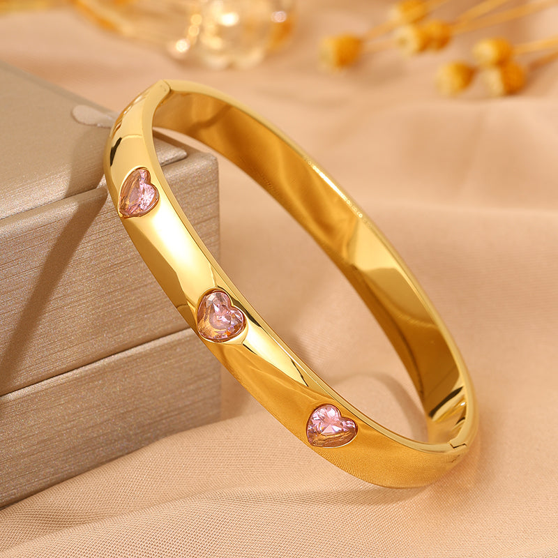 Solid Color Unisex Bangle For Super Bowl Featuring 304 Stainless Steel With 18K Real Gold Plated And Rhinestones