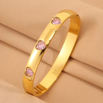 Solid Color Unisex Bangle For Super Bowl Featuring 304 Stainless Steel With 18K Real Gold Plated And Rhinestones