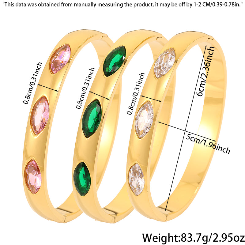 Roman Style Oval Bangle For St. Patrick Featuring 304 Stainless Steel With 18K Real Gold Plated And Stone-Free Inlay