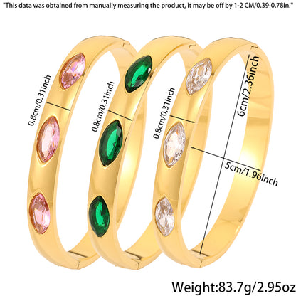 Roman Style Oval Bangle For St. Patrick Featuring 304 Stainless Steel With 18K Real Gold Plated And Stone-Free Inlay