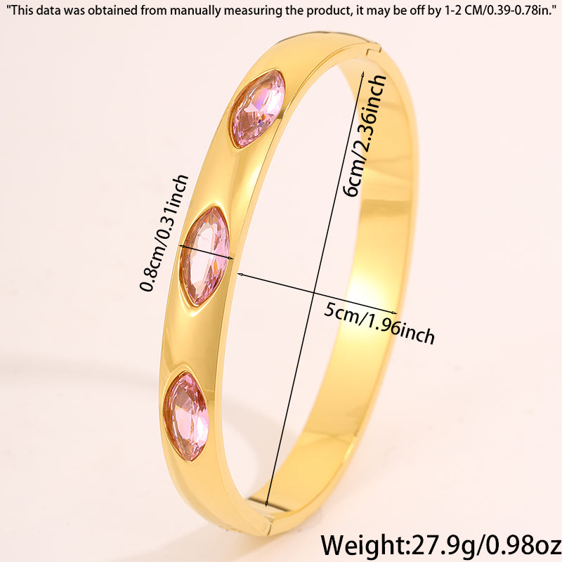 Roman Style Oval Bangle For St. Patrick Featuring 304 Stainless Steel With 18K Real Gold Plated And Stone-Free Inlay