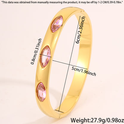 Roman Style Oval Bangle For St. Patrick Featuring 304 Stainless Steel With 18K Real Gold Plated And Stone-Free Inlay