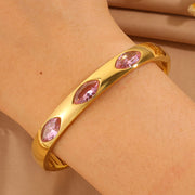 Pink Three Diamond-shaped Large Gemstone Bracelet