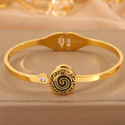 Gold Rune Black Circle Spring Bracelet