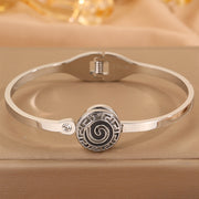 Steel Color Rune Black Circle Spring Bracelet
