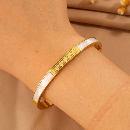 Solid Color Unisex Bangle For Super Bowl Featuring 304 Stainless Steel With 18K Real Gold Plated And Stone-Free Inlay