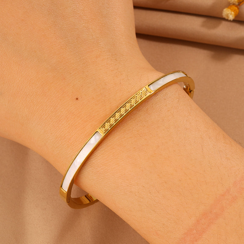 Solid Color Unisex Bangle For Super Bowl Featuring 304 Stainless Steel With 18K Real Gold Plated And Stone-Free Inlay