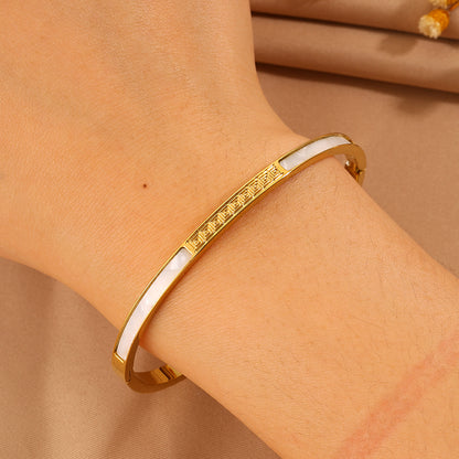 Solid Color Unisex Bangle For Super Bowl Featuring 304 Stainless Steel With 18K Real Gold Plated And Stone-Free Inlay