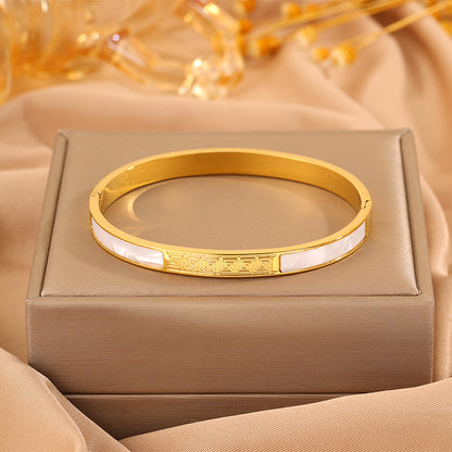 Solid Color Unisex Bangle For Super Bowl Featuring 304 Stainless Steel With 18K Real Gold Plated And Stone-Free Inlay