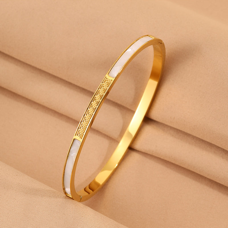 Solid Color Unisex Bangle For Super Bowl Featuring 304 Stainless Steel With 18K Real Gold Plated And Stone-Free Inlay