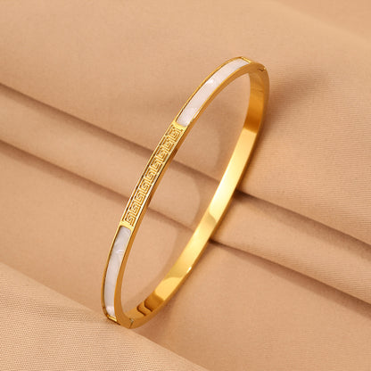 Solid Color Unisex Bangle For Super Bowl Featuring 304 Stainless Steel With 18K Real Gold Plated And Stone-Free Inlay