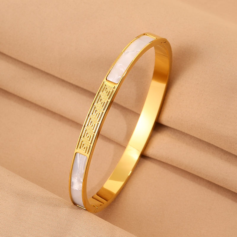 Solid Color Unisex Bangle For Super Bowl Featuring 304 Stainless Steel With 18K Real Gold Plated And Stone-Free Inlay