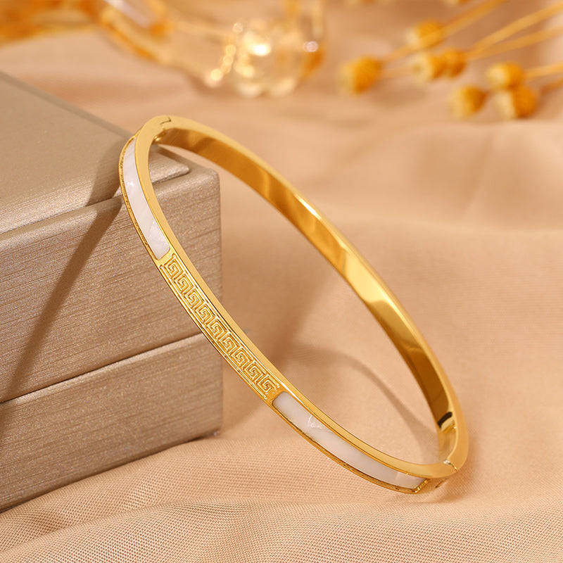 Solid Color Unisex Bangle For Super Bowl Featuring 304 Stainless Steel With 18K Real Gold Plated And Stone-Free Inlay