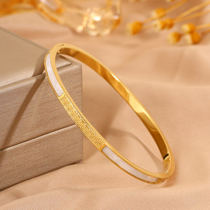 Solid Color Unisex Bangle For Super Bowl Featuring 304 Stainless Steel With 18K Real Gold Plated And Stone-Free Inlay