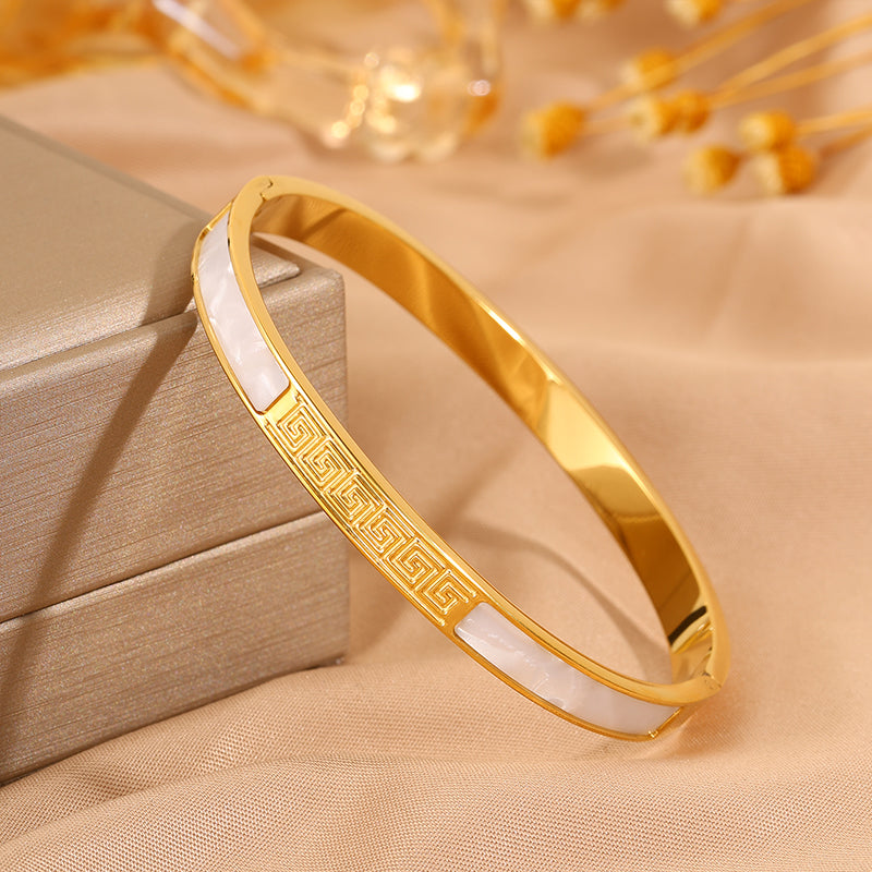 Solid Color Unisex Bangle For Super Bowl Featuring 304 Stainless Steel With 18K Real Gold Plated And Stone-Free Inlay