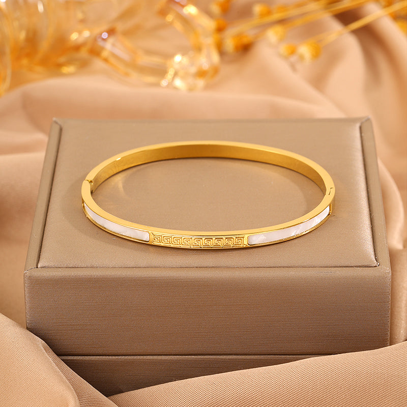 Solid Color Unisex Bangle For Super Bowl Featuring 304 Stainless Steel With 18K Real Gold Plated And Stone-Free Inlay