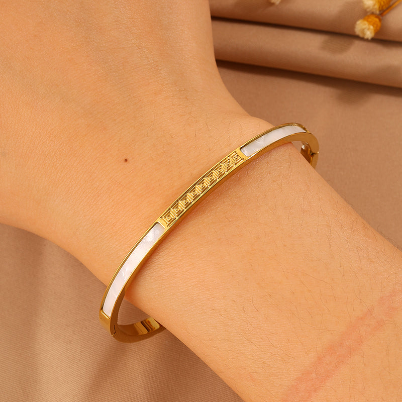 Solid Color Unisex Bangle For Super Bowl Featuring 304 Stainless Steel With 18K Real Gold Plated And Stone-Free Inlay