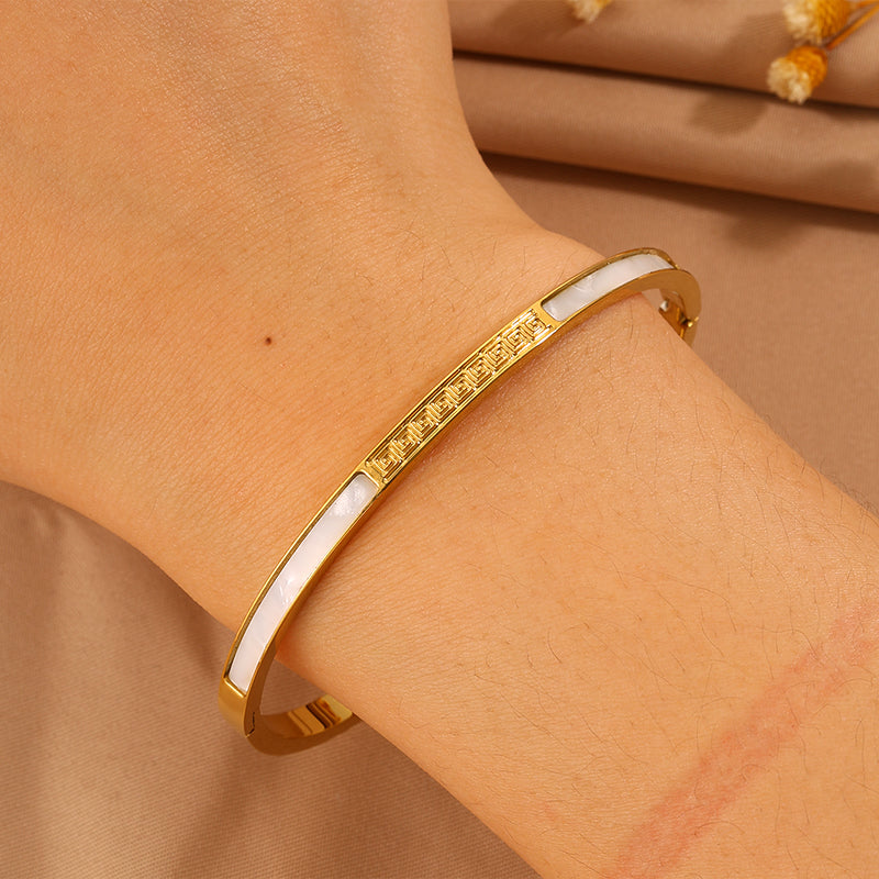 Solid Color Unisex Bangle For Super Bowl Featuring 304 Stainless Steel With 18K Real Gold Plated And Stone-Free Inlay