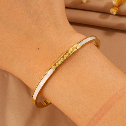 Solid Color Unisex Bangle For Super Bowl Featuring 304 Stainless Steel With 18K Real Gold Plated And Stone-Free Inlay