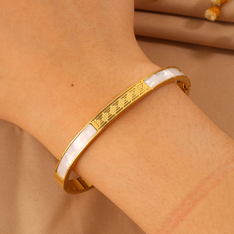 Solid Color Unisex Bangle For Super Bowl Featuring 304 Stainless Steel With 18K Real Gold Plated And Stone-Free Inlay