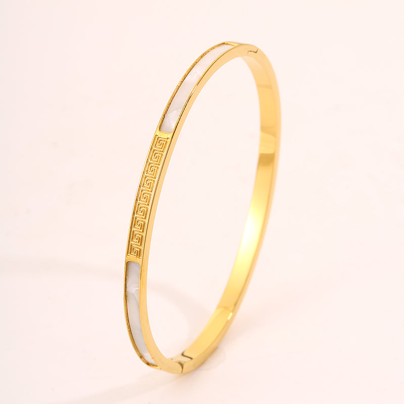 Solid Color Unisex Bangle For Super Bowl Featuring 304 Stainless Steel With 18K Real Gold Plated And Stone-Free Inlay