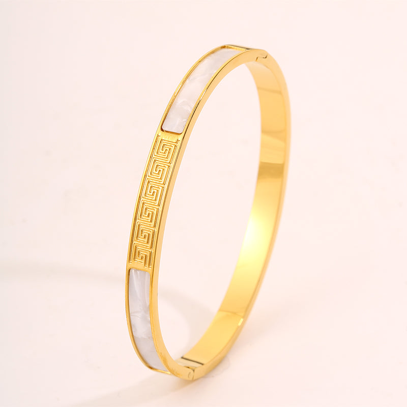 Solid Color Unisex Bangle For Super Bowl Featuring 304 Stainless Steel With 18K Real Gold Plated And Stone-Free Inlay