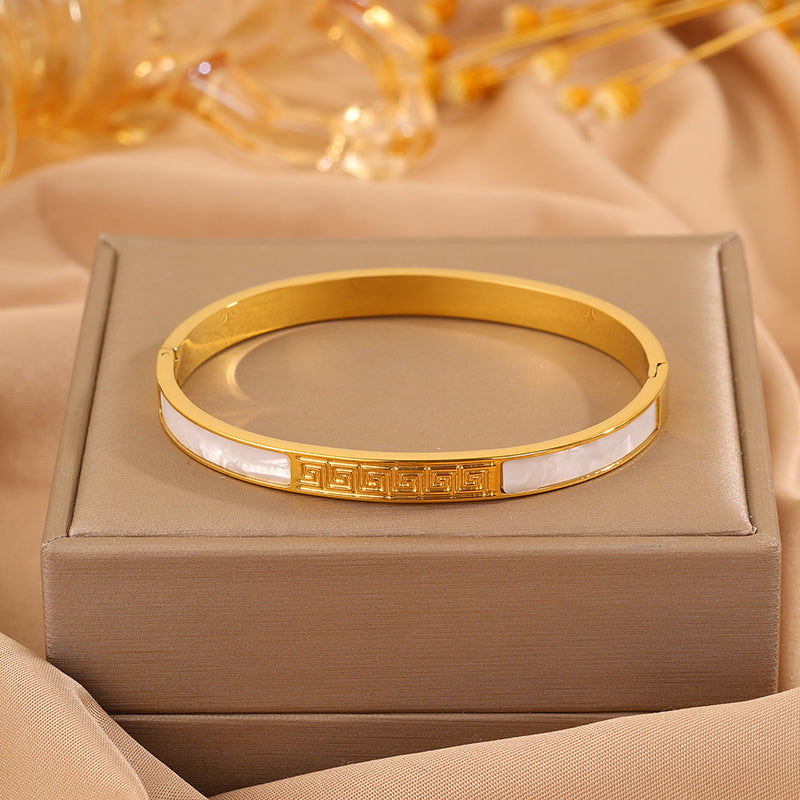 Solid Color Unisex Bangle For Super Bowl Featuring 304 Stainless Steel With 18K Real Gold Plated And Stone-Free Inlay