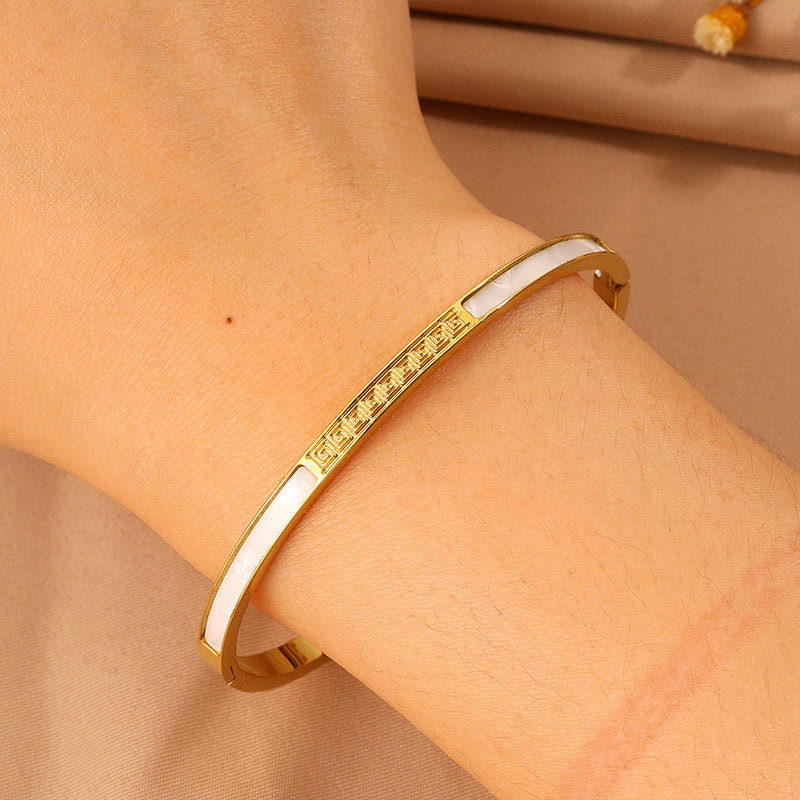 Solid Color Unisex Bangle For Super Bowl Featuring 304 Stainless Steel With 18K Real Gold Plated And Stone-Free Inlay