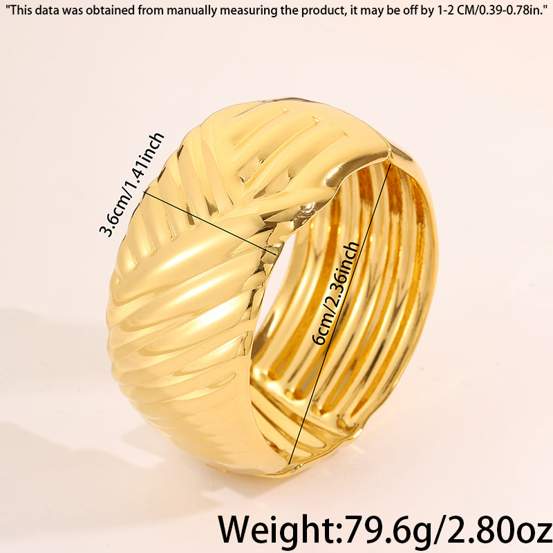 Solid Color Roman Style Bangle For Super Bowl Featuring 304 Stainless Steel With 18K Real Gold Plated Finish And Stone-Free Inlay