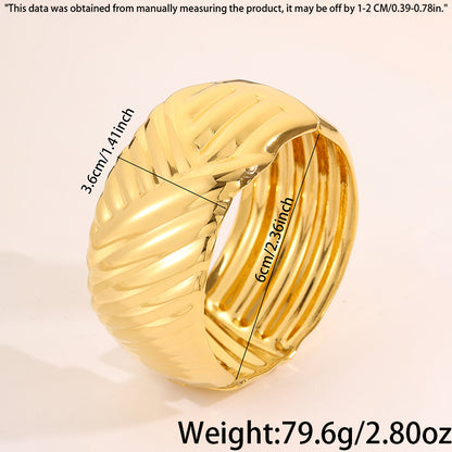 Solid Color Roman Style Bangle For Super Bowl Featuring 304 Stainless Steel With 18K Real Gold Plated Finish And Stone-Free Inlay