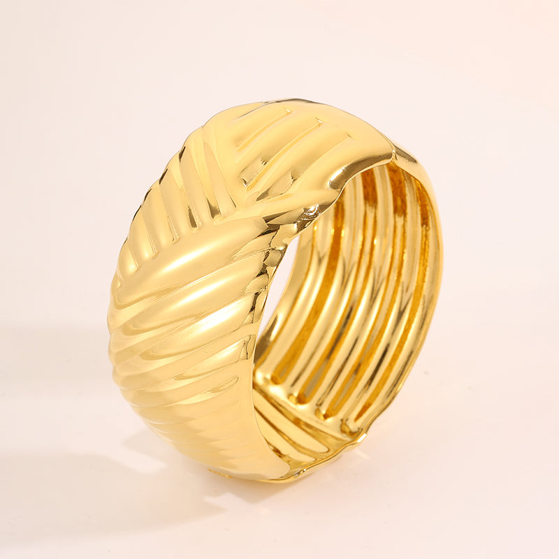 Solid Color Roman Style Bangle For Super Bowl Featuring 304 Stainless Steel With 18K Real Gold Plated Finish And Stone-Free Inlay