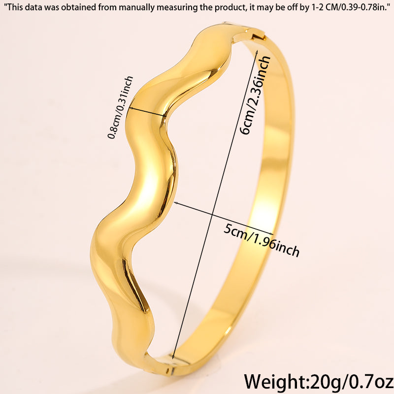 Solid Color Unisex Bangle For Super Bowl Featuring 304 Stainless Steel With 18K Real Gold Plated And Stone-Free Inlay