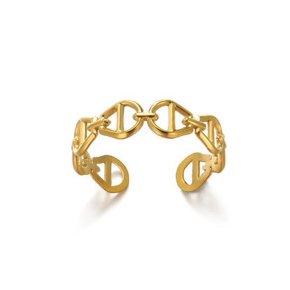 Vintage Style Women’s Ring Featuring Lines Pattern With 18K Real Gold Plated Finish In Golden