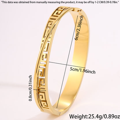 Solid Color Unisex Bangle For Back To School, 304 Stainless Steel With 18K Real Gold Plated, Stone-Free Design