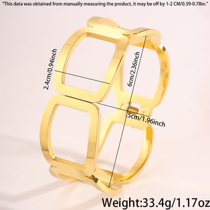 For Wedding Season Solid Color Unisex Bangle Made Of 304 Stainless Steel With 18K Real Gold Plating And Stone-Free Inlay