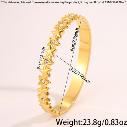 Star Pattern New Year Bangle For Unisex Featuring 304 Stainless Steel With 18K Real Gold Plated Finish