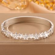 Steel Color Large Star Spacer Diamond Bracelet