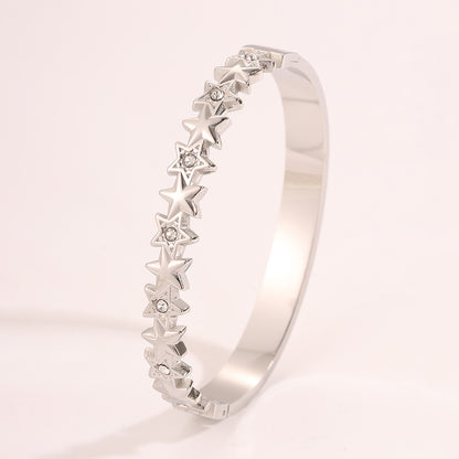 Star Pattern New Year Bangle For Unisex Featuring 304 Stainless Steel With 18K Real Gold Plated Finish