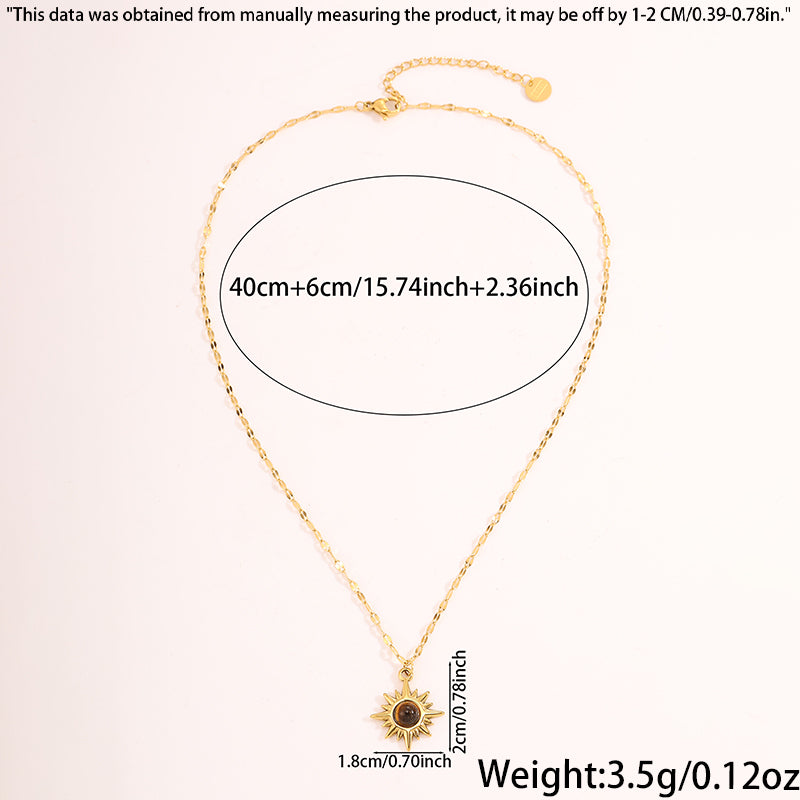 Solid Color Tropical Necklace For Super Bowl Featuring 304 Stainless Steel With 18K Real Gold Plated And Stone-Free Inlay