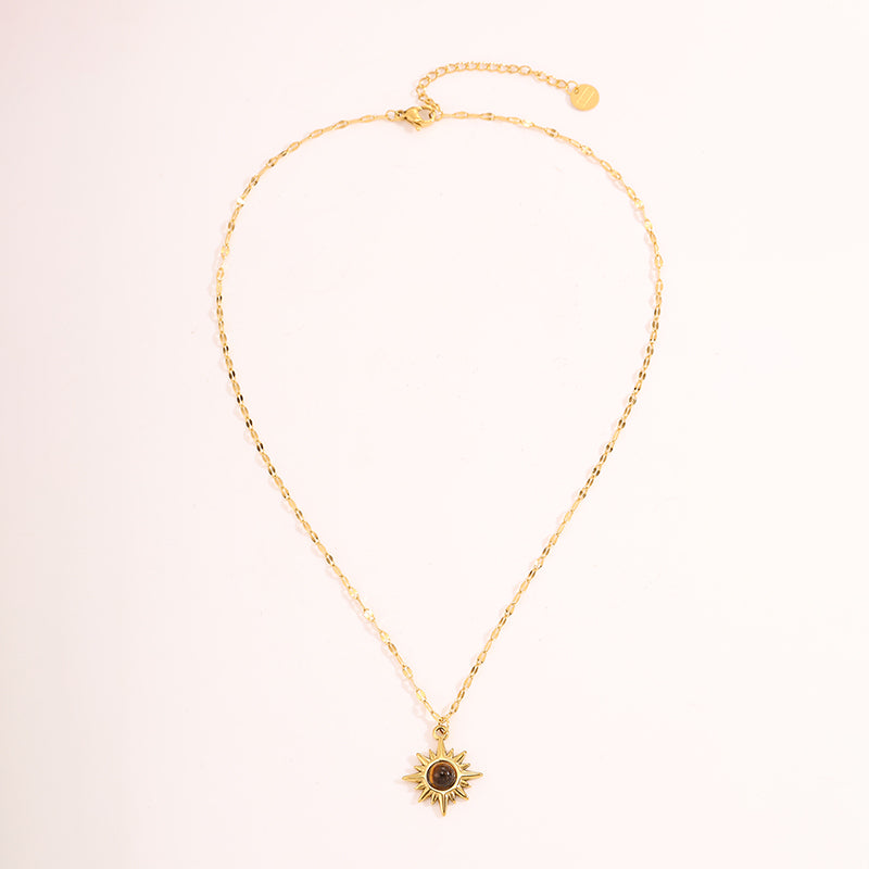 Solid Color Tropical Necklace For Super Bowl Featuring 304 Stainless Steel With 18K Real Gold Plated And Stone-Free Inlay