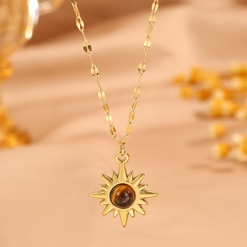 Solid Color Tropical Necklace For Super Bowl Featuring 304 Stainless Steel With 18K Real Gold Plated And Stone-Free Inlay