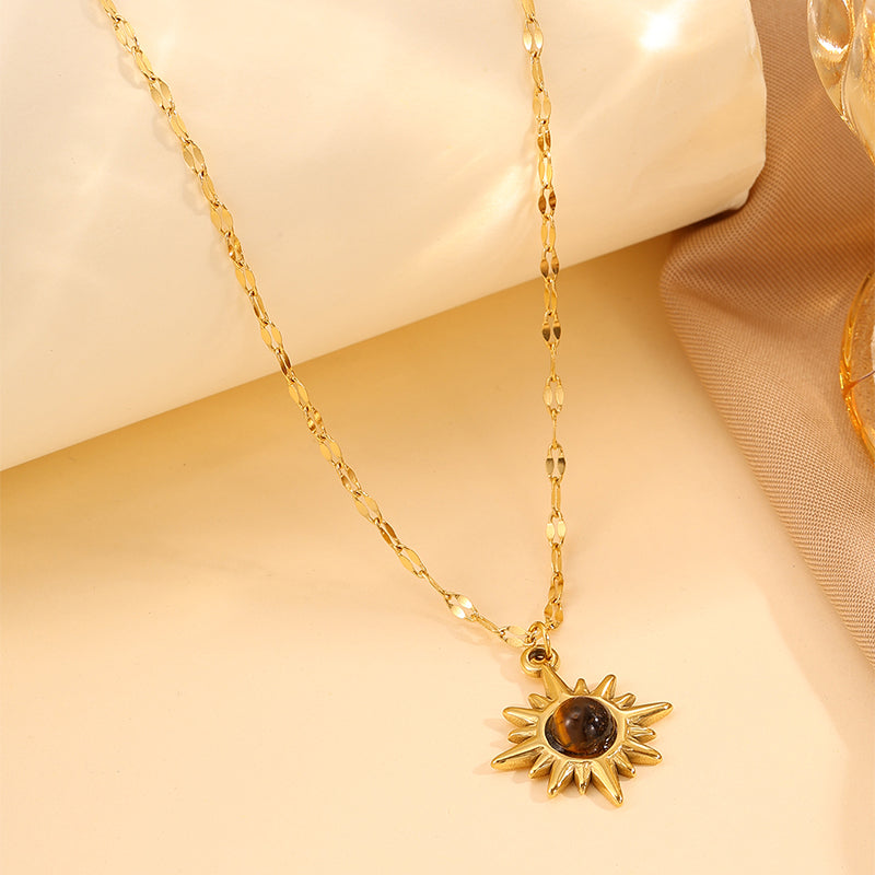 Solid Color Tropical Necklace For Super Bowl Featuring 304 Stainless Steel With 18K Real Gold Plated And Stone-Free Inlay