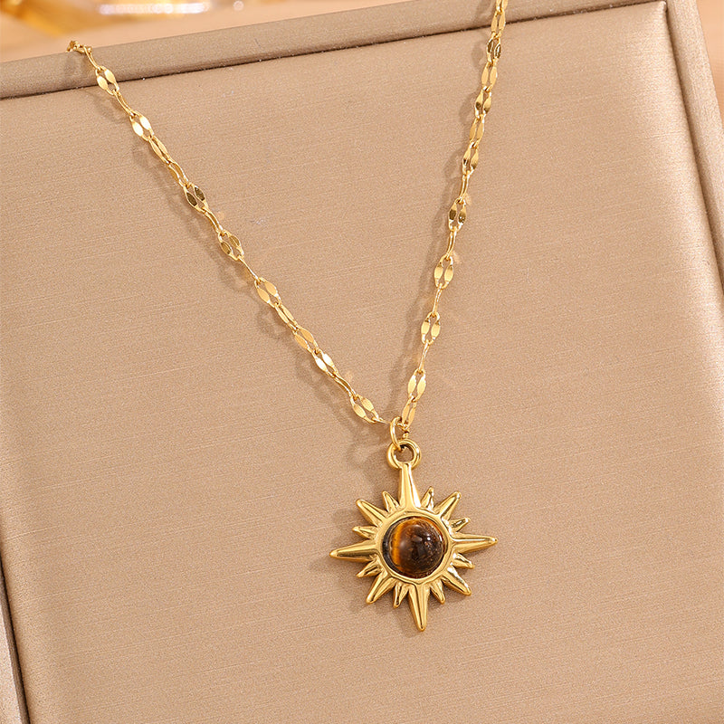 Solid Color Tropical Necklace For Super Bowl Featuring 304 Stainless Steel With 18K Real Gold Plated And Stone-Free Inlay
