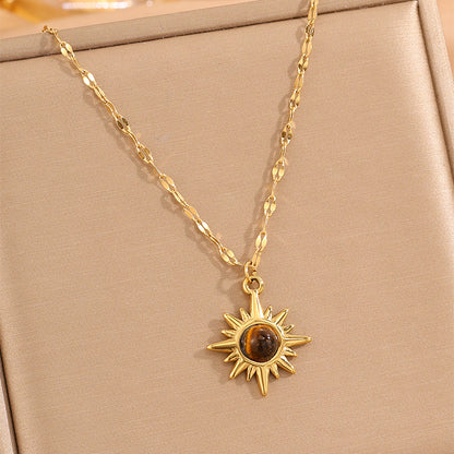Solid Color Tropical Necklace For Super Bowl Featuring 304 Stainless Steel With 18K Real Gold Plated And Stone-Free Inlay
