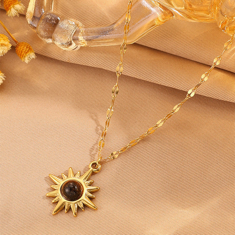 Solid Color Tropical Necklace For Super Bowl Featuring 304 Stainless Steel With 18K Real Gold Plated And Stone-Free Inlay