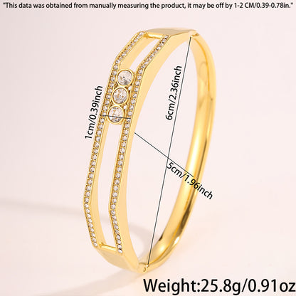 Solid Color New Style Bangle For Super Bowl Featuring 304 Stainless Steel With 18K Real Gold Plated And Rhinestones